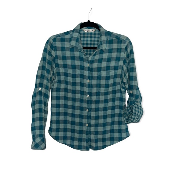 RIDERS BY LEE Blue Check Flannel Button Down Shirt with Chest Pockets S - Picture 2 of 4